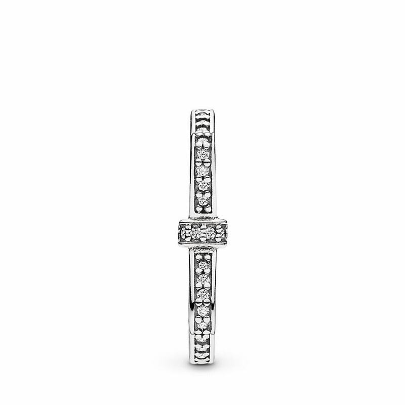 Pandora Sparkling Bow Stackable Ring - Sterling Silver/Cubic Zirconia - Canada | KS2250BK